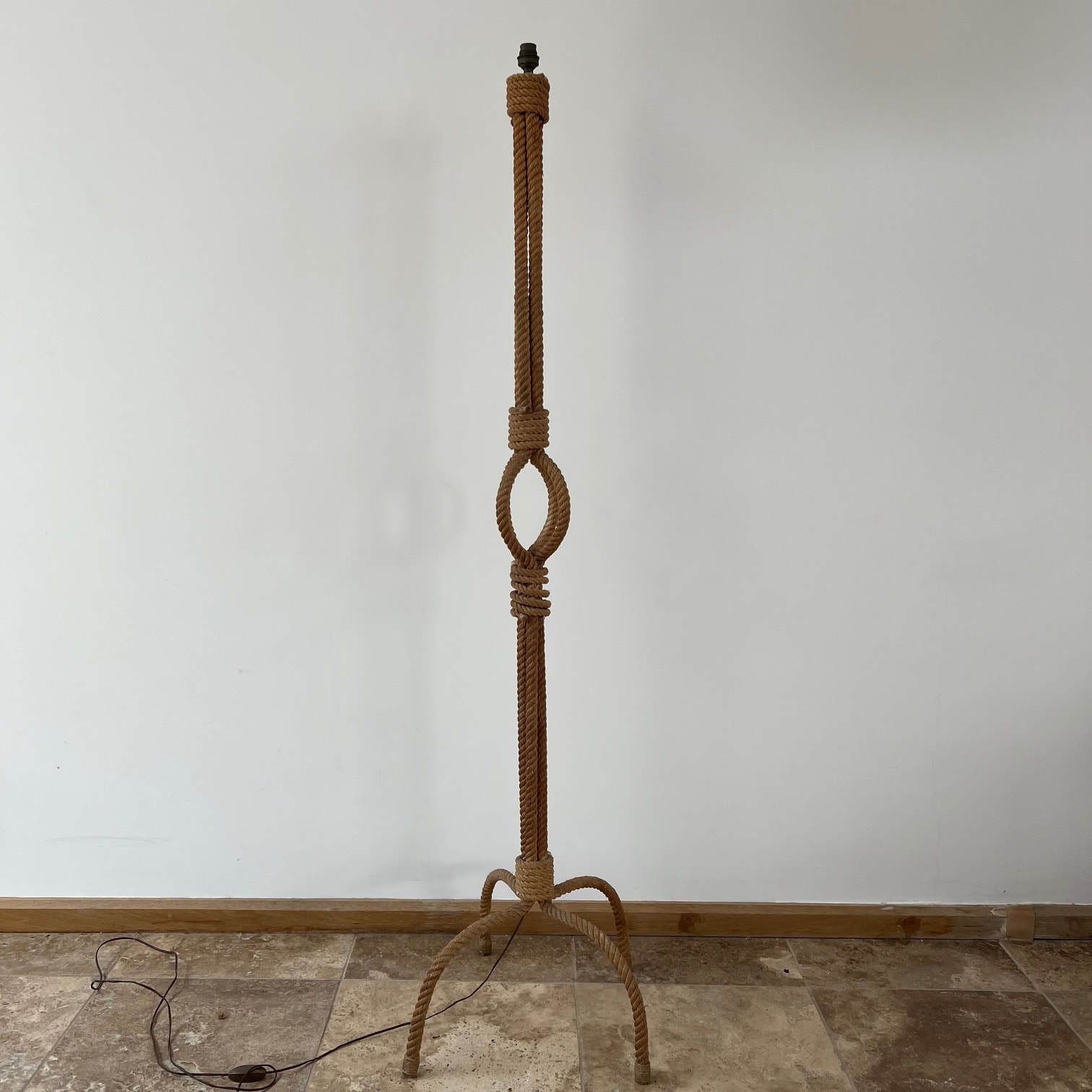 photo furniture Audoux Minet Rope Work Mid Century French Floor Lamp