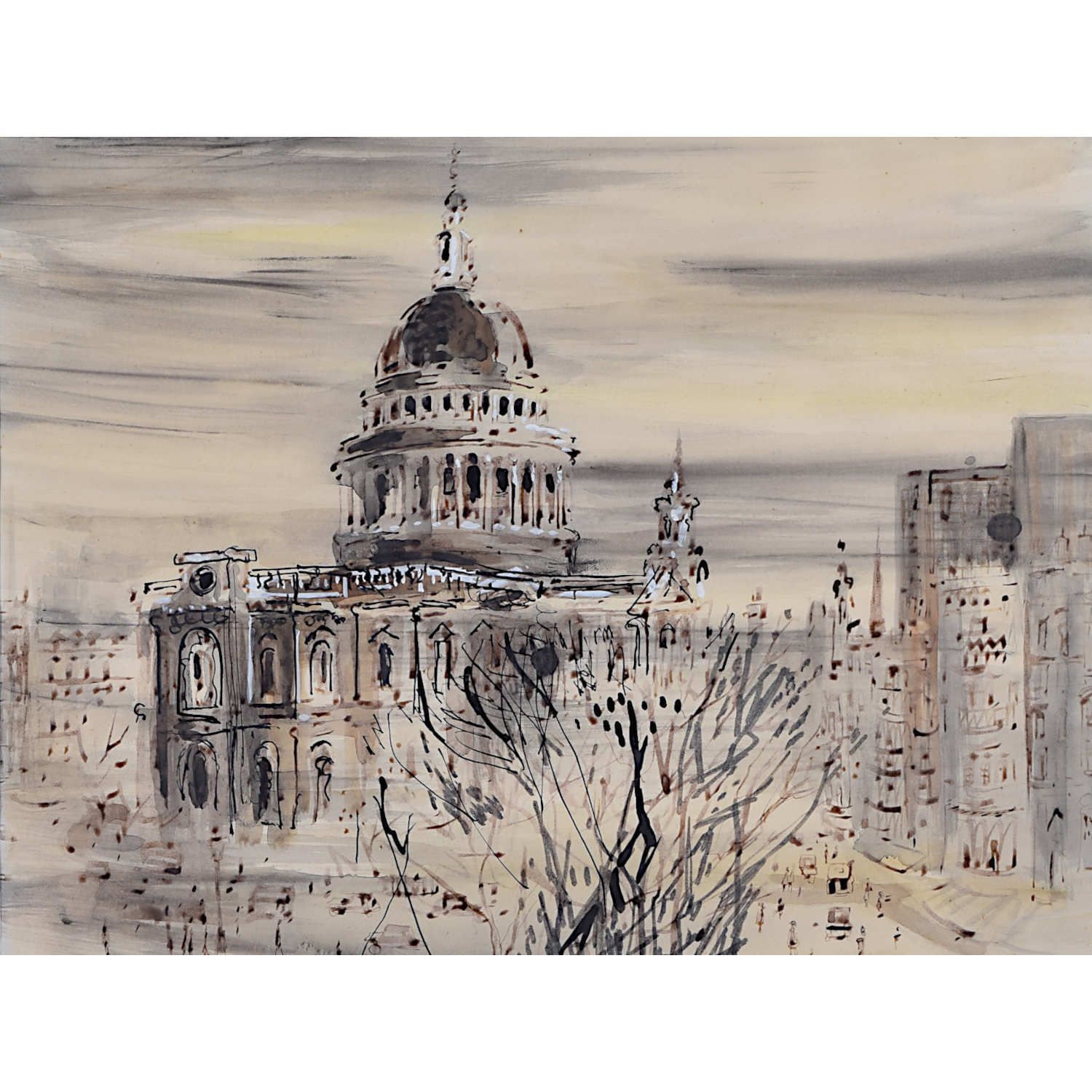 Violet Hilda Drummond (British, 1911 2000)  St Paul’s Cathedral Watercolour