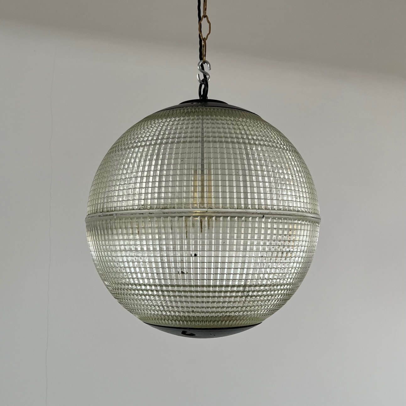 Parisian Glass Holophane Mid Century Globe Pendant Lights (Up To 3 Available) photo furniture