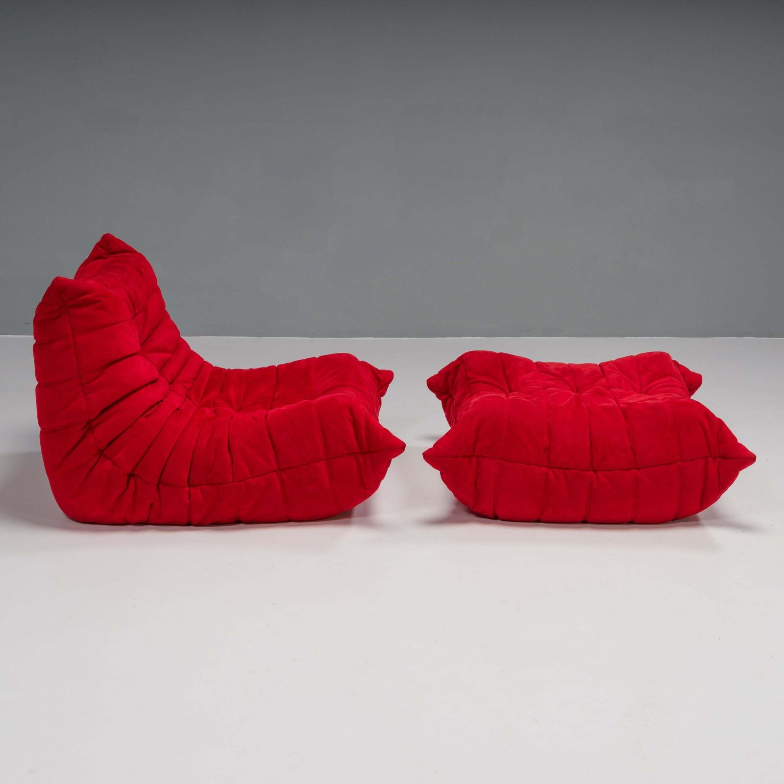 Ligne Roset By Michel Ducaroy Togo Red Armchair And Footstool, Set Of Two photo Furniture