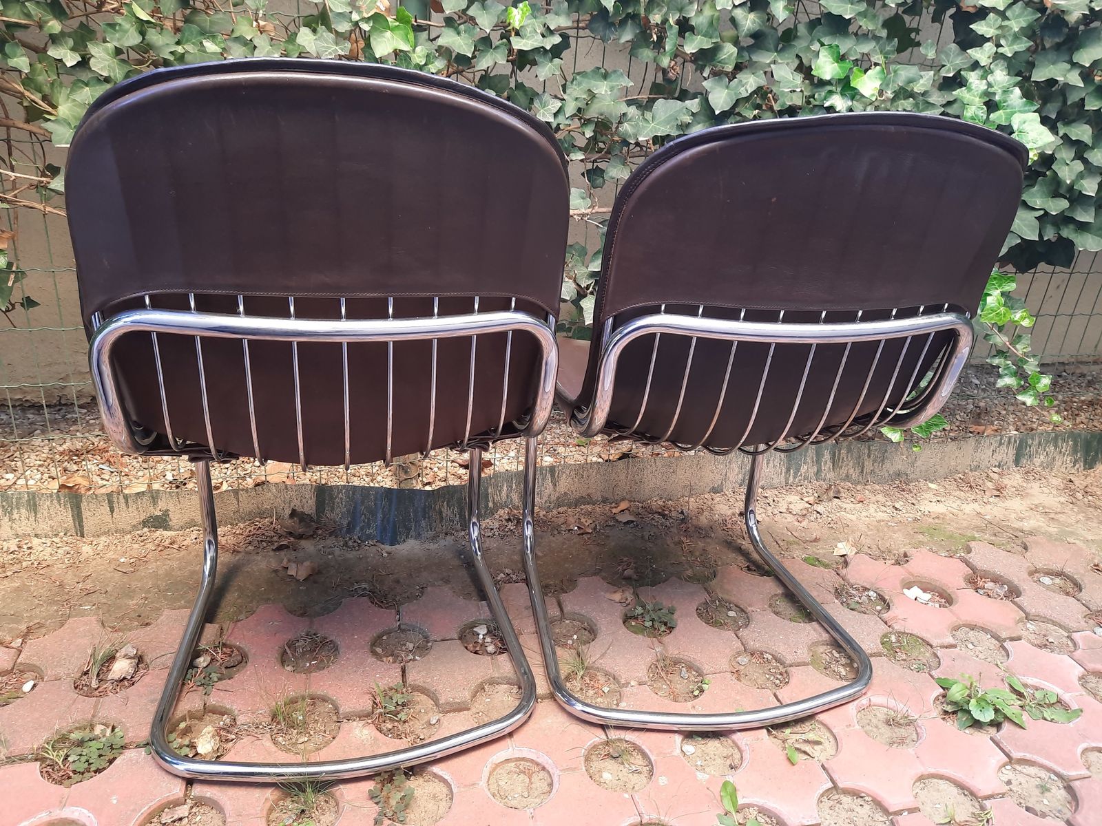 Gastone Rinaldi Dining Chairs Covered With Original Cow Leather, Set Of Two, Italy, 1960s photo buy