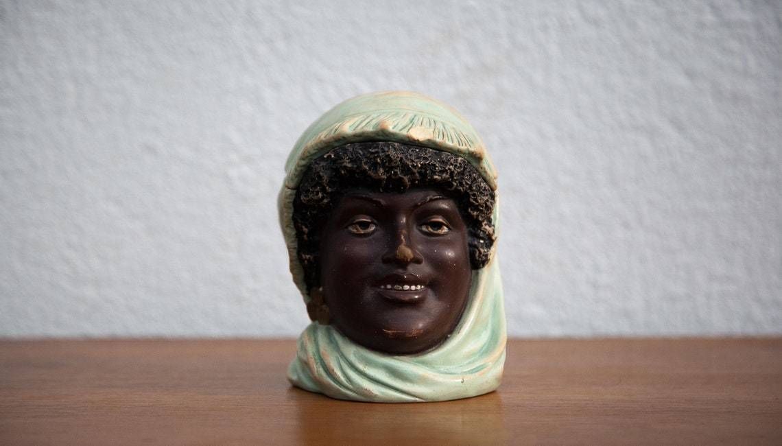 Polychrome Terracotta Tobacco Pot Signed Bernard Bloch  Moorish Woman Tobacco Pot  Orientalist  Collection  Showcase Object  Nineteenth