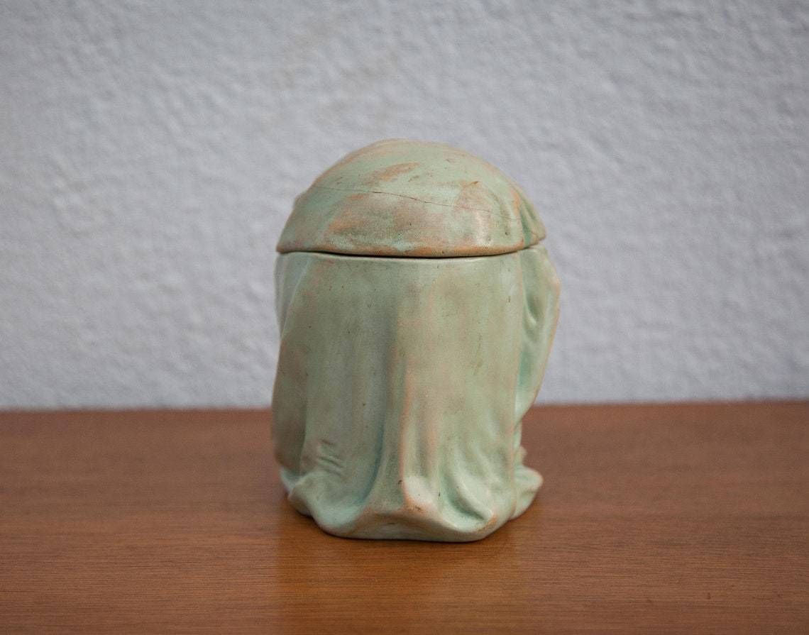 Polychrome Terracotta Tobacco Pot Signed Bernard Bloch  Moorish Woman Tobacco Pot  Orientalist  Collection  Showcase Object  Nineteenth photo vinterior
