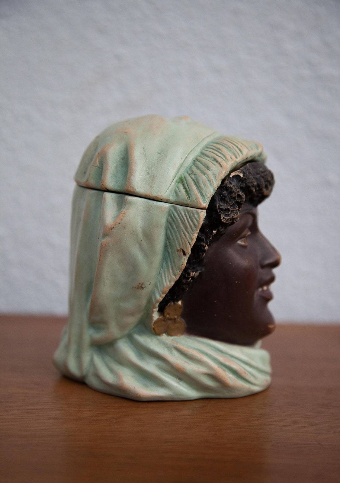 Polychrome Terracotta Tobacco Pot Signed Bernard Bloch  Moorish Woman Tobacco Pot  Orientalist  Collection  Showcase Object  Nineteenth photo buy
