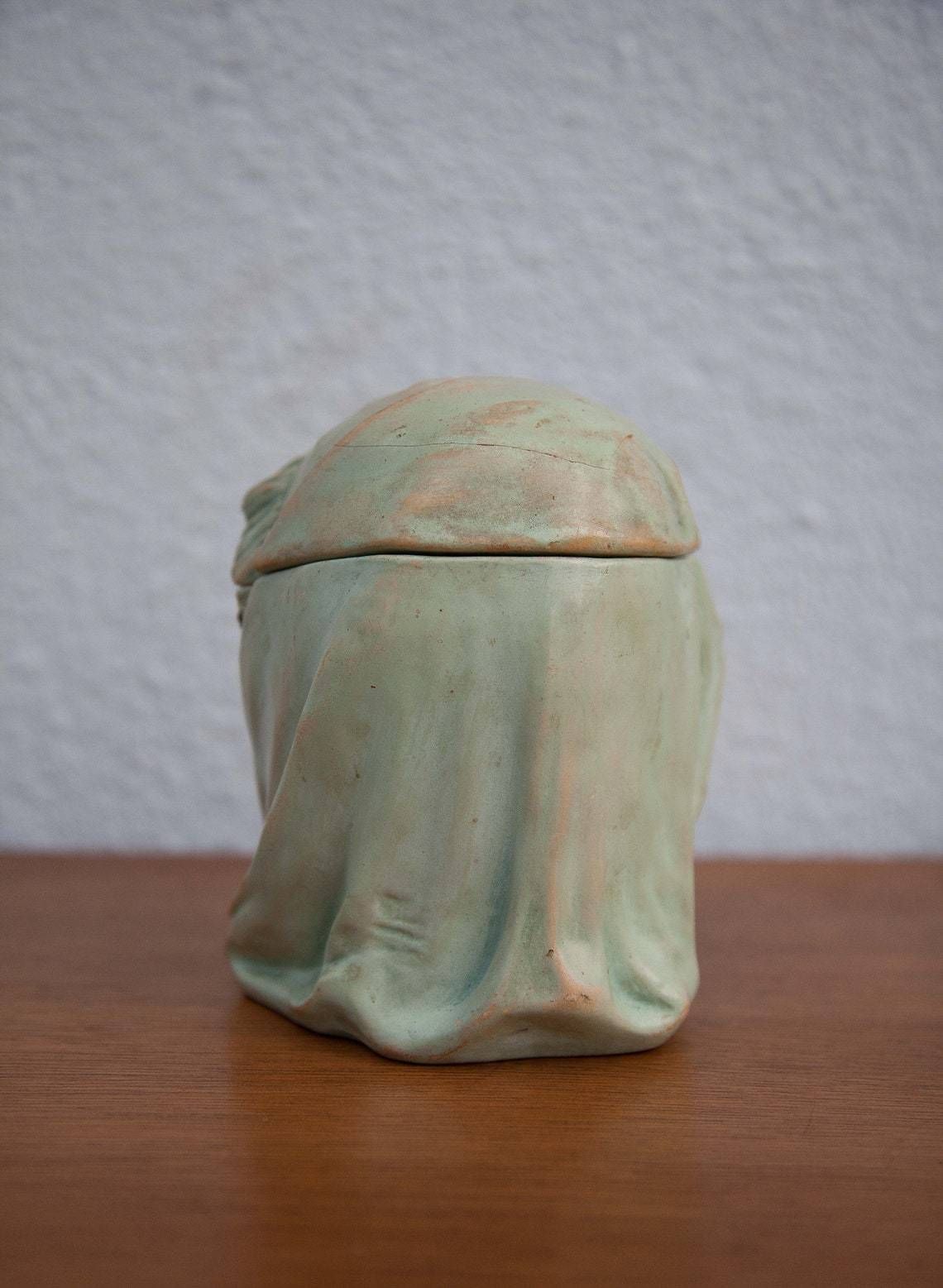 photo for sale Polychrome Terracotta Tobacco Pot Signed Bernard Bloch  Moorish Woman Tobacco Pot  Orientalist  Collection  Showcase Object  Nineteenth