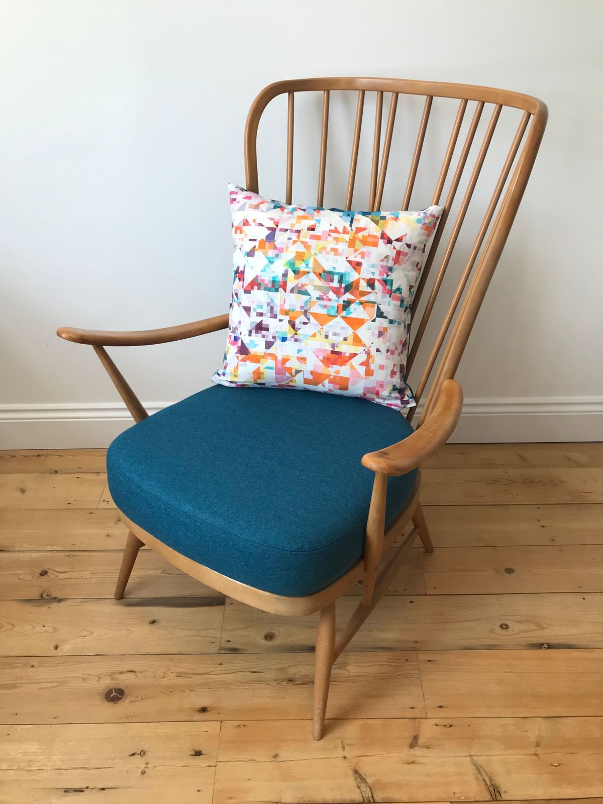 Ercol 478 / 477 Seat Cushion In Teal Wool photo vinterior