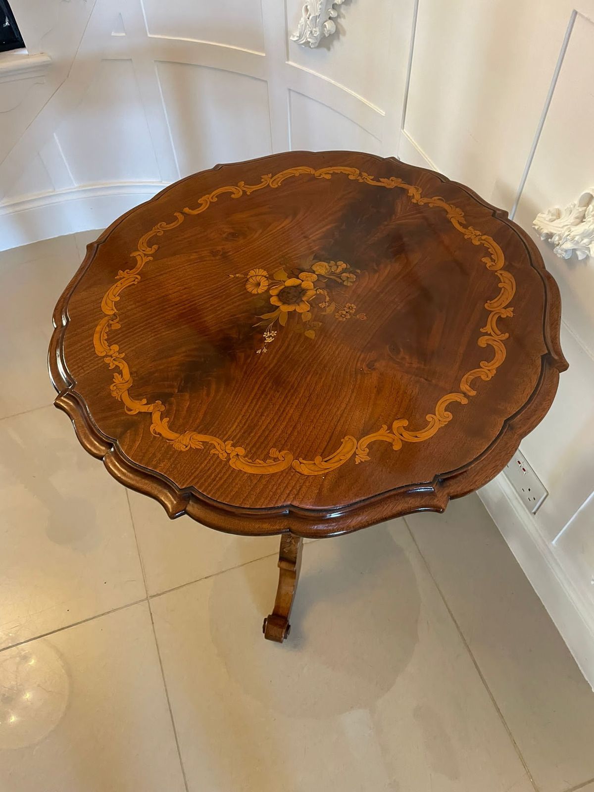 Outstanding Quality Large Antique Walnut Marquetry Inlaid Lamp Table photo furniture
