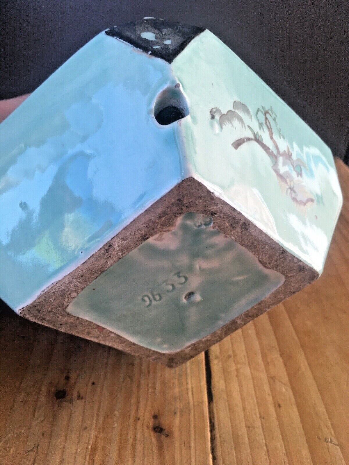 Unusual Antique Chinese Oriental Asian Turquoise Aqua Jade Green Table Lamp Base photo buy
