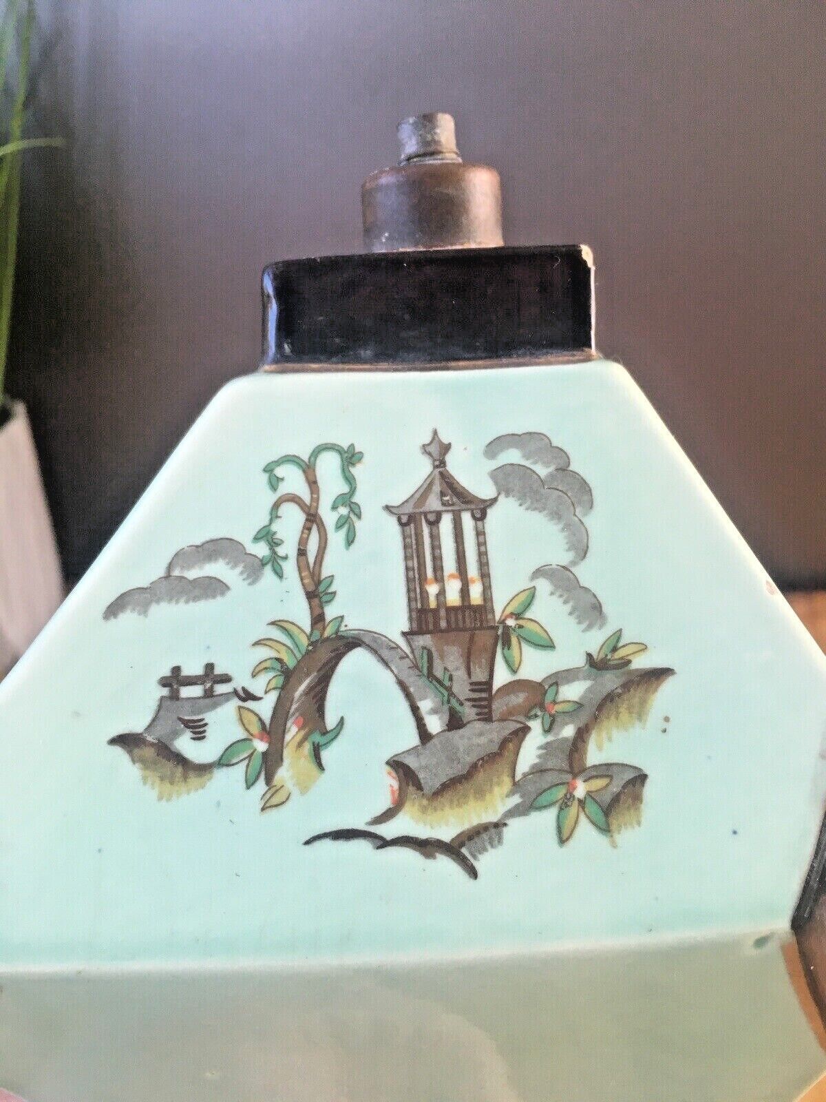 photo furniture Unusual Antique Chinese Oriental Asian Turquoise Aqua Jade Green Table Lamp Base