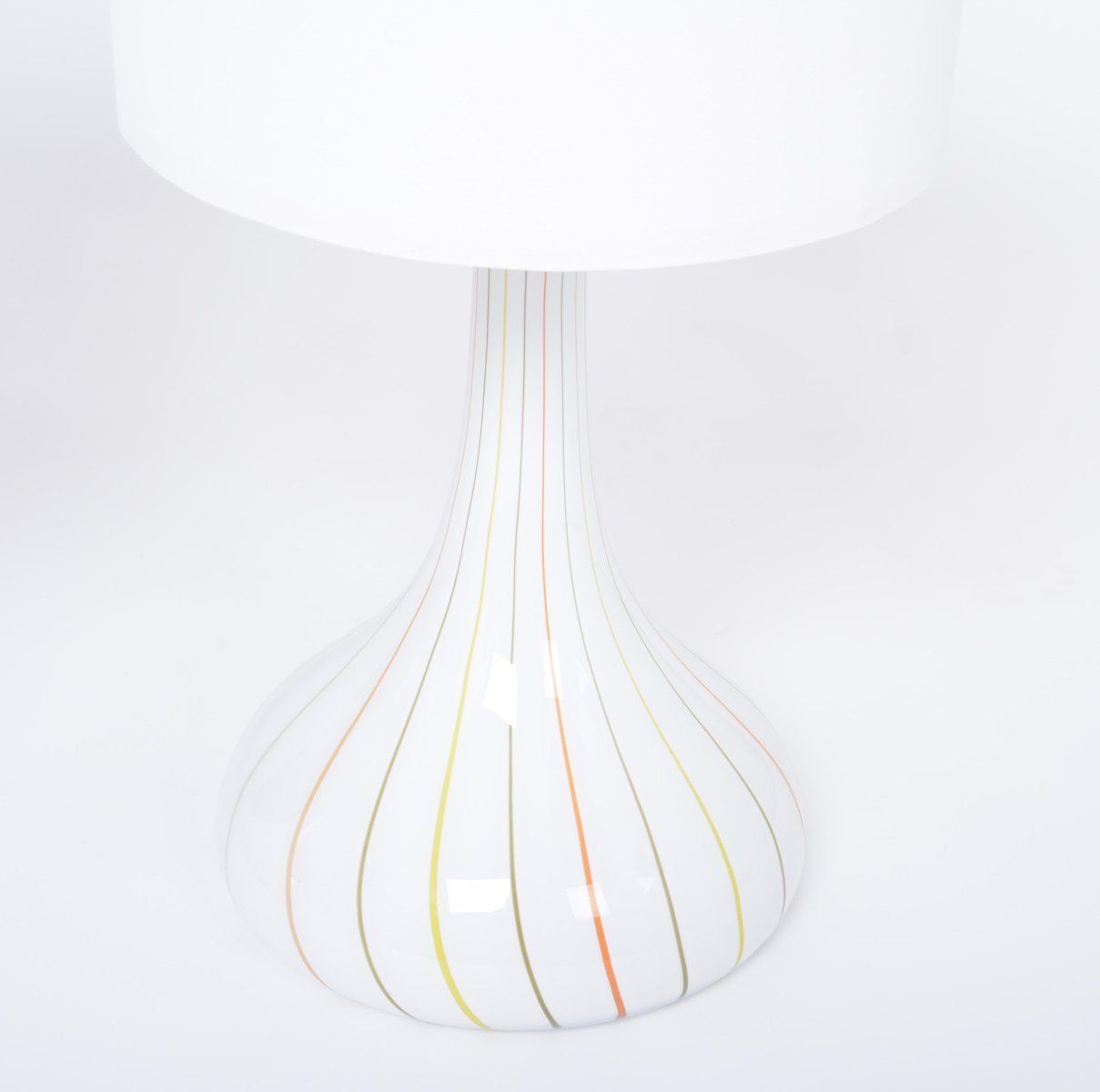 Tall White Glass Model Candy Table Lamps, Attributed To Holmegaard, 1970s, Set Of 2 photo 4100.0
