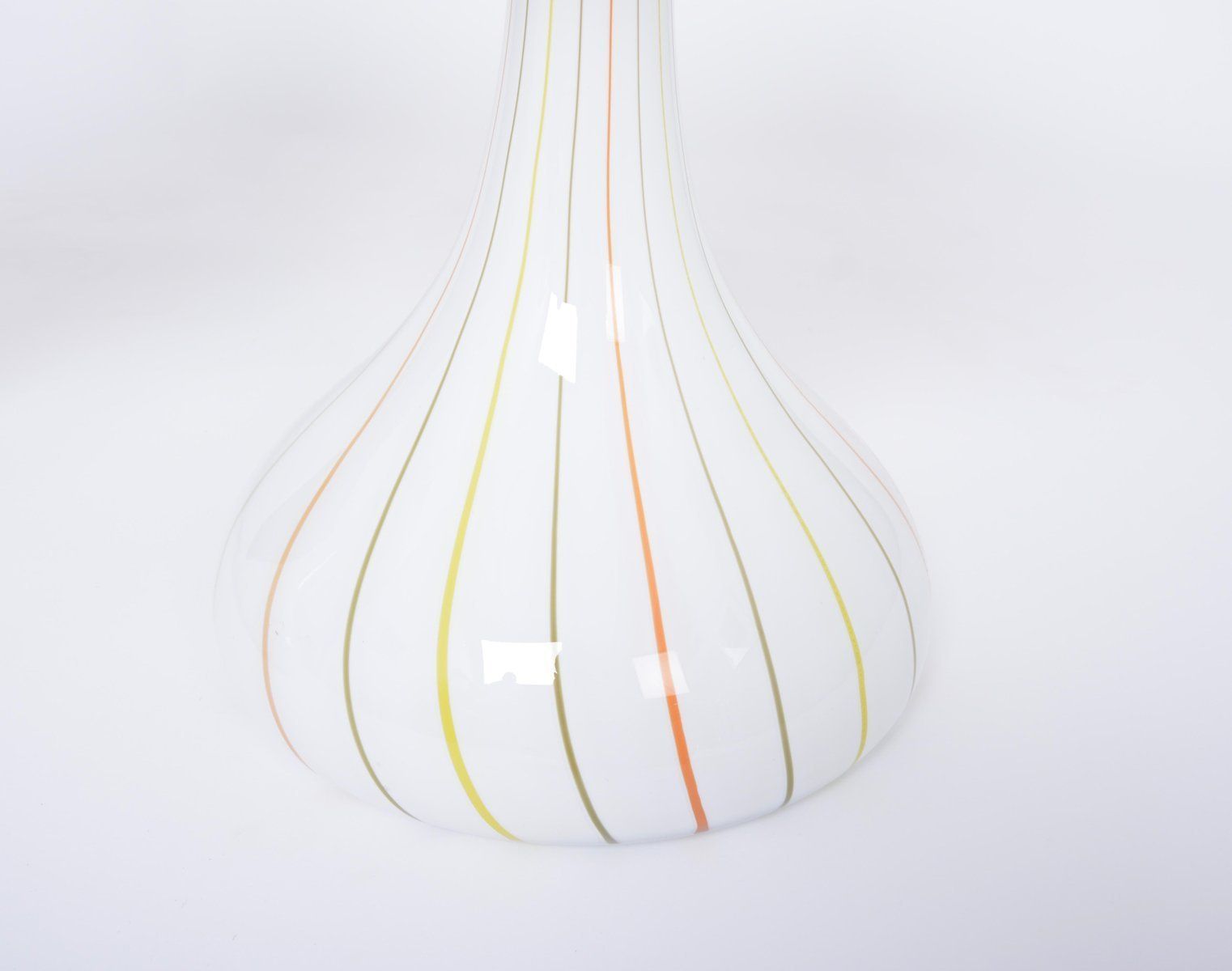 photo for sale Tall White Glass Model Candy Table Lamps, Attributed To Holmegaard, 1970s, Set Of 2