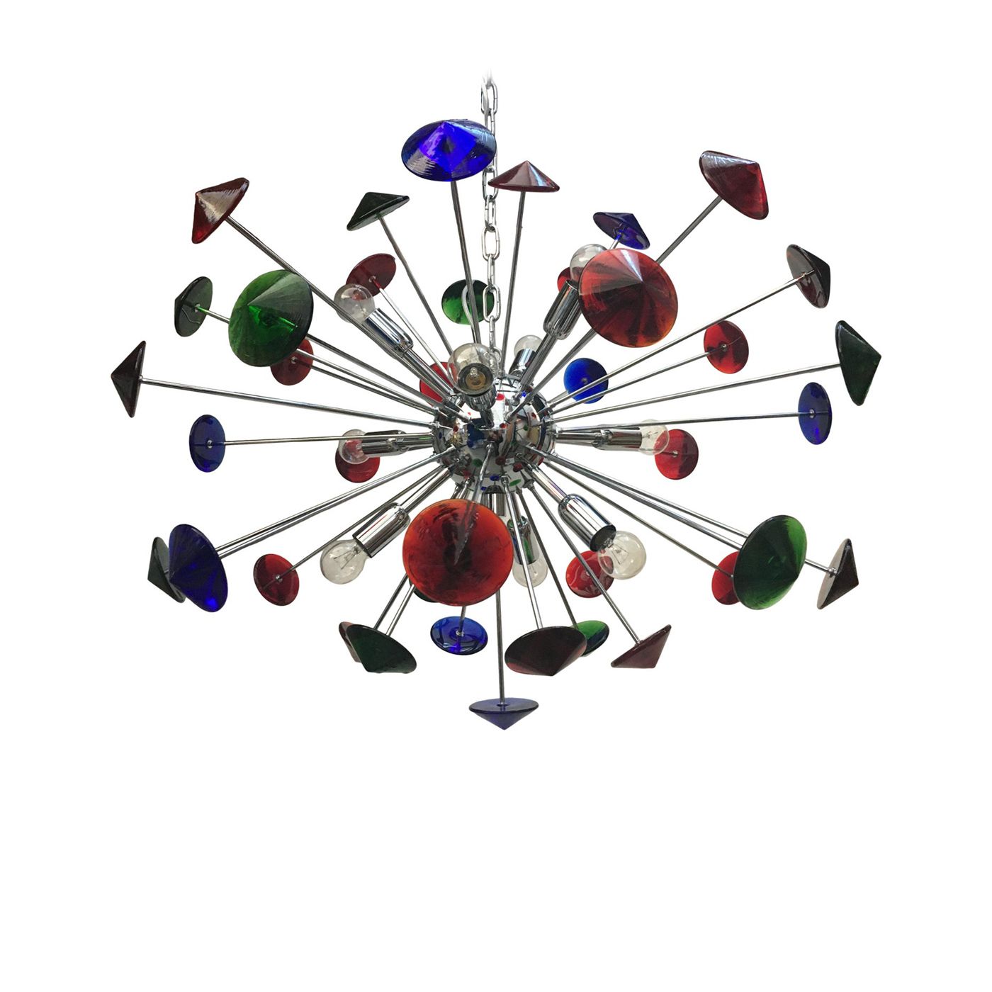 Chandelier Murano Glass Sputnik Multicolors Italian Handmade