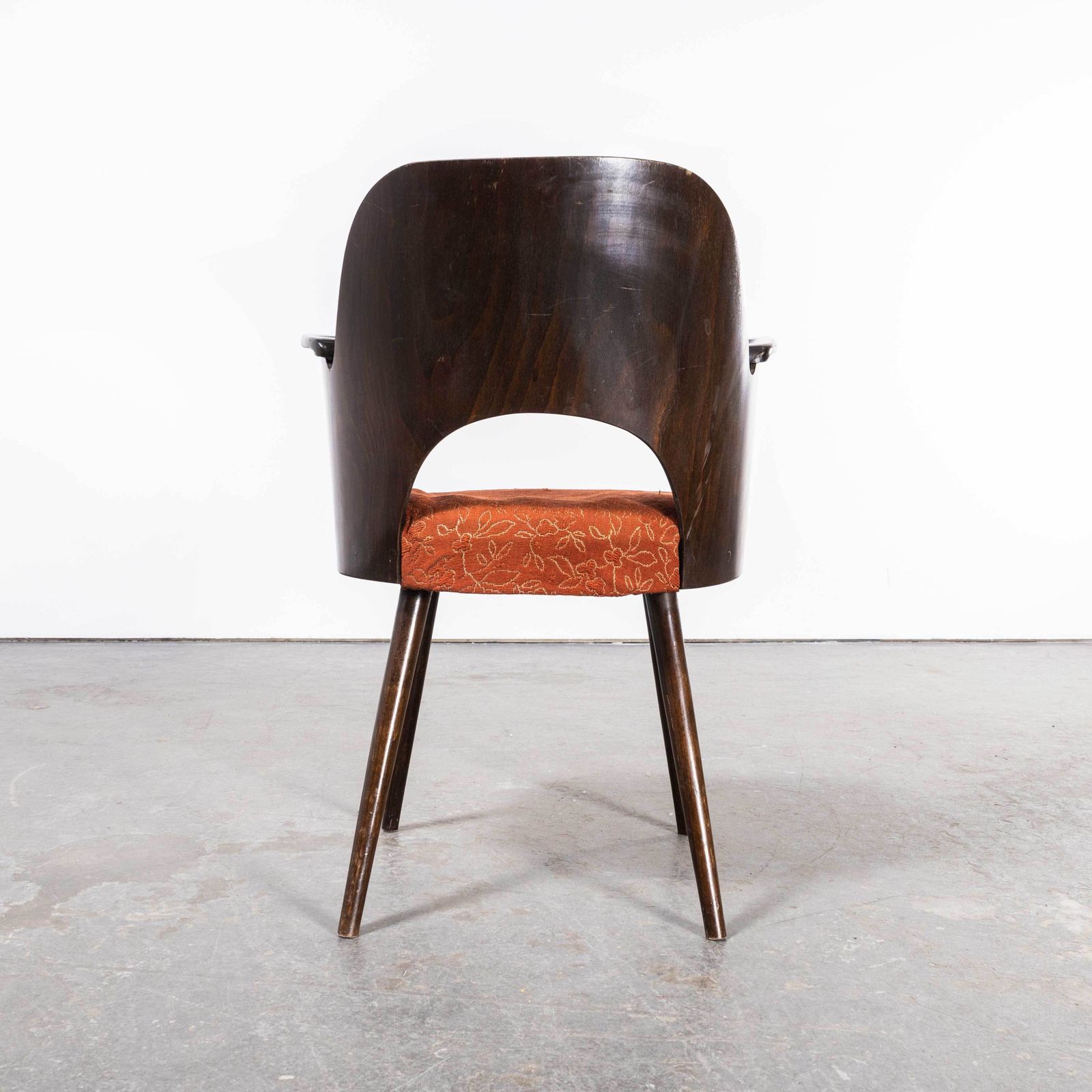1950’s Dark Walnut Upholstered Side Chair – Oswald Haerdt Model 515 photo vinterior