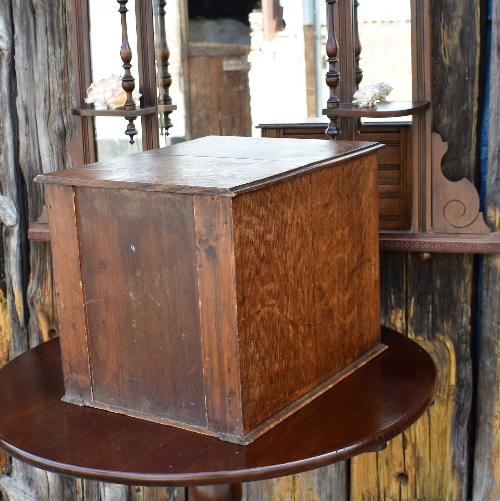 425.0 Antique Shannon Desk Top Oak Filing Cabinet Collectors Storage Bank Of Drawers photo