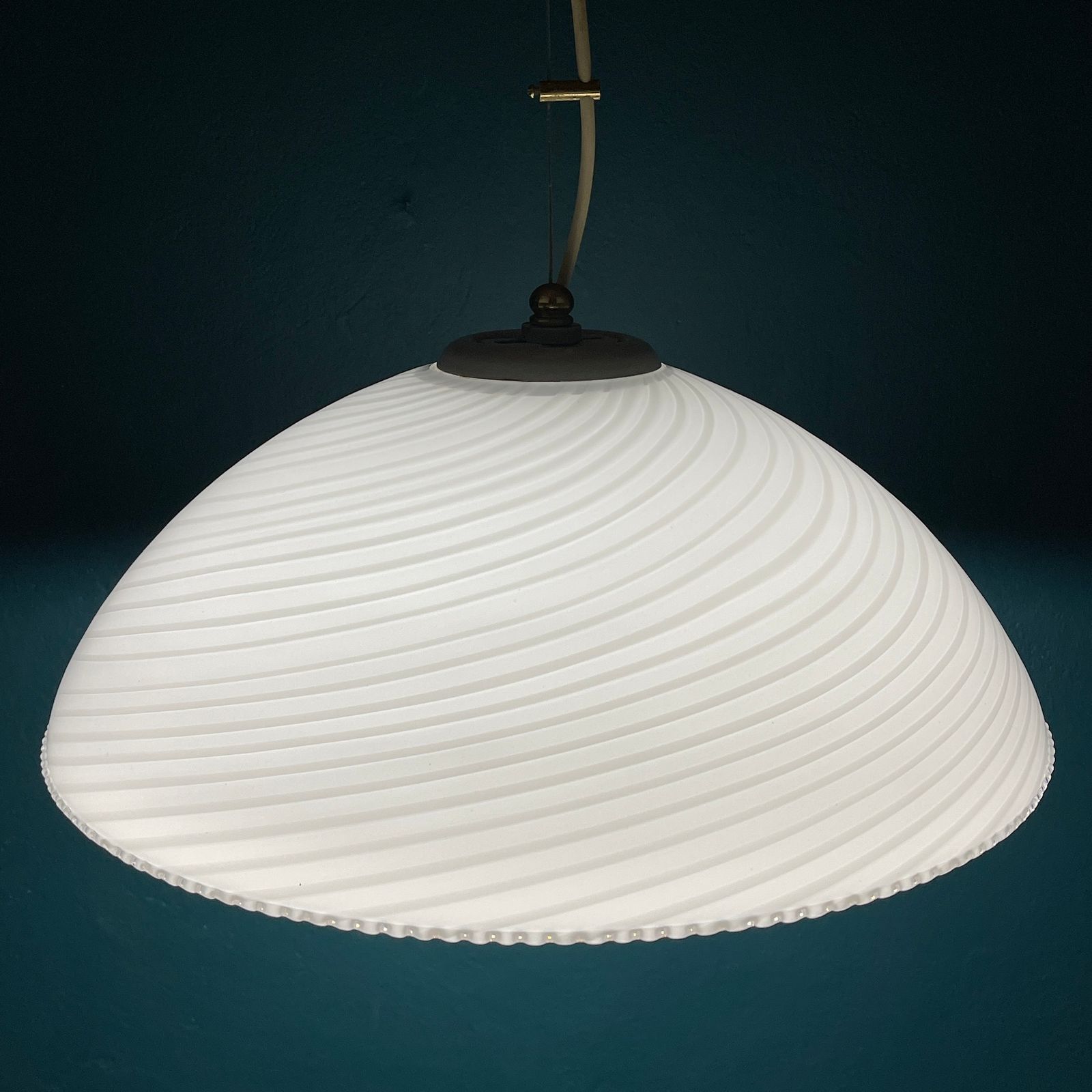 Vintage Swirl Murano Glass Pendant Lamp Italy 1970s photo Lighting