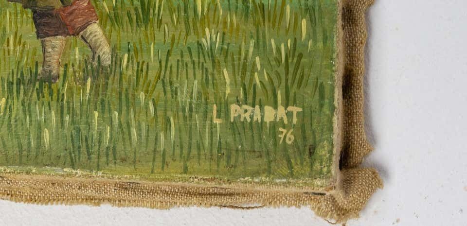 Peinture à l'huile « Maison Dans Les Arbres » huile sur toile signée Laurent Pradat 1976 photo for sale