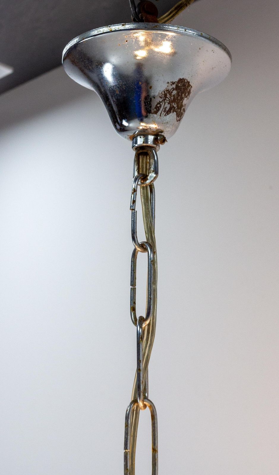 French Chandelier Ceiling Pendant Lustre Glass And Metel C. 1970 photo 379.1