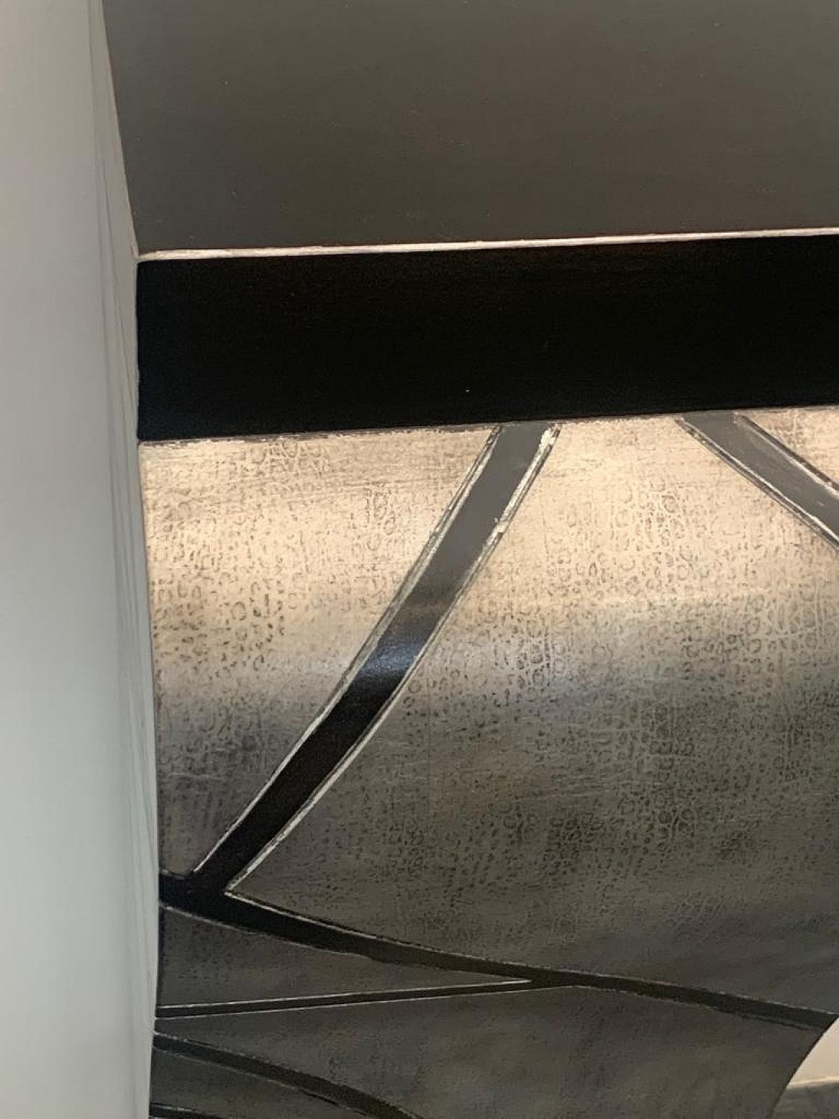 Patinated Silver Leaf Pedestal With Black Lacquered Engraved Lines, 1960s photo Home Decor