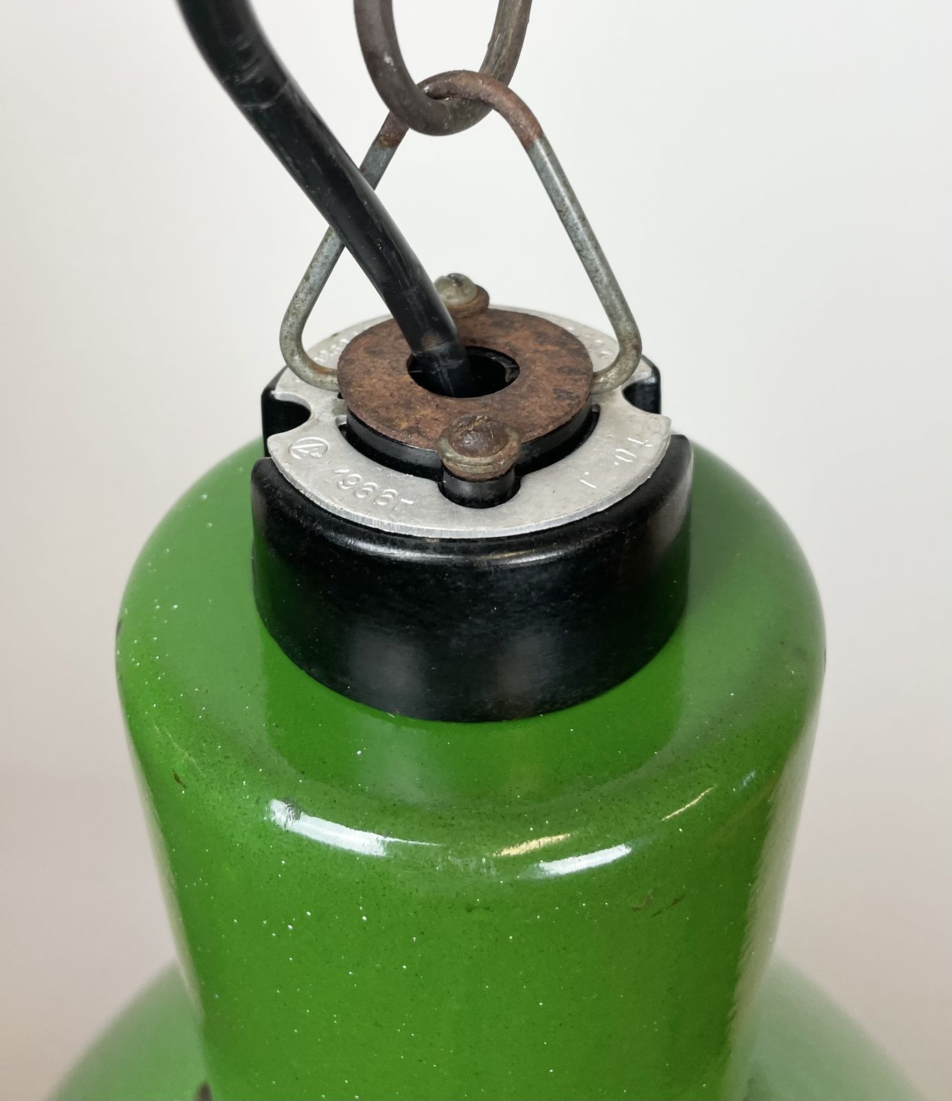 Industrial Soviet Green Enamel Pendant Lamp, 1960s photo furniture