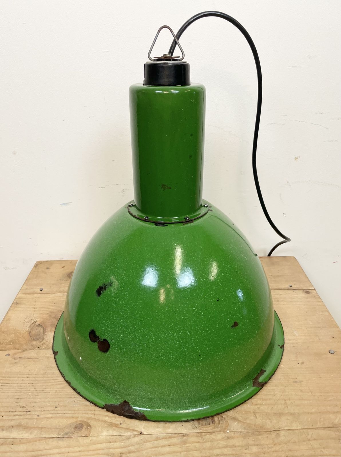 photo for sale Industrial Soviet Green Enamel Pendant Lamp, 1960s