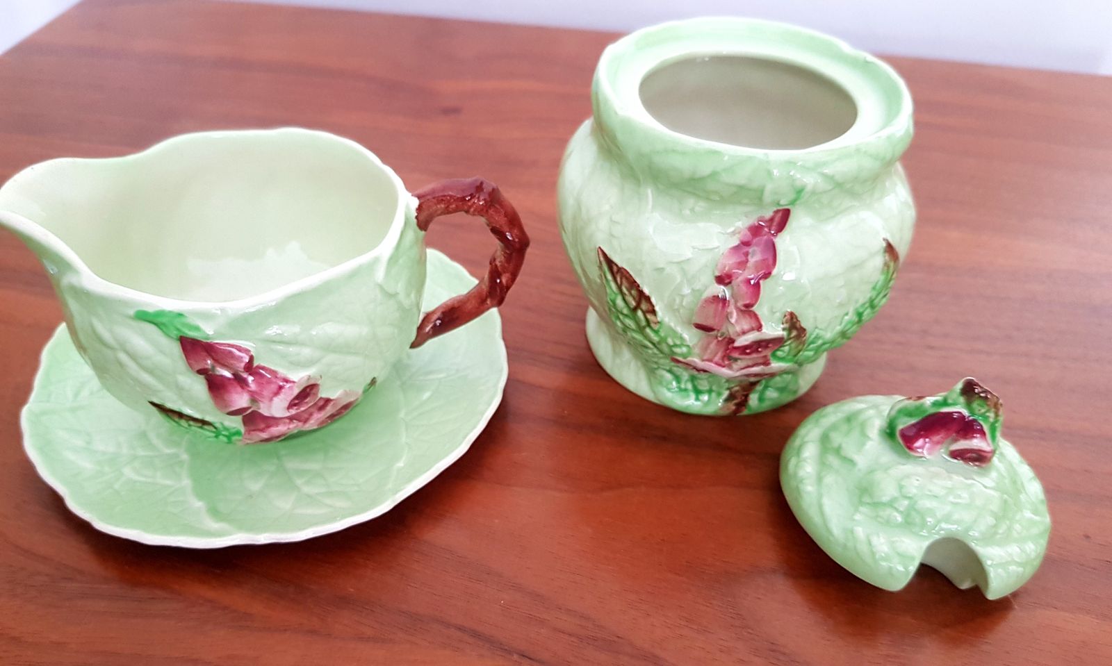 Art Deco Carlton Ware Foxglove Milk Jug And Sugar Pot Set photo furniture