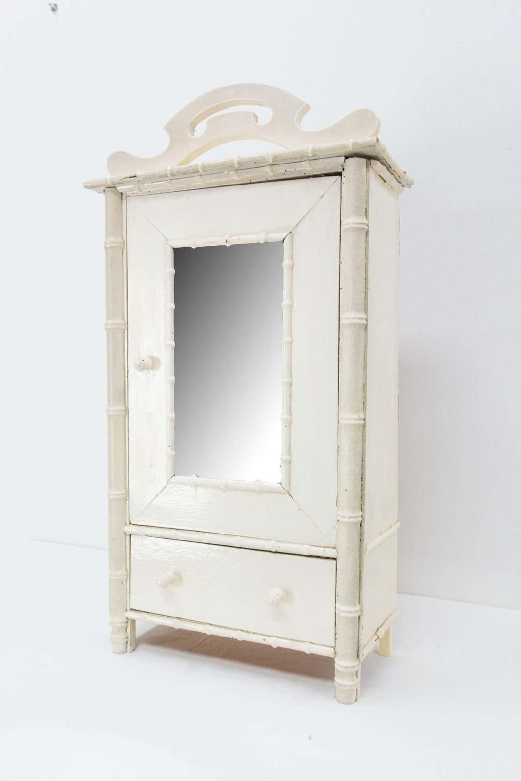 French Miniature Armoire With Mirror In The Bamboo Style, 1900 photo furniture