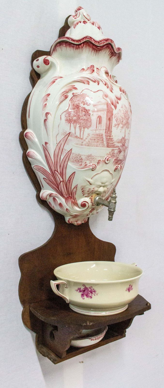 French Faience Wall Fountain, 19th Century photo for sale