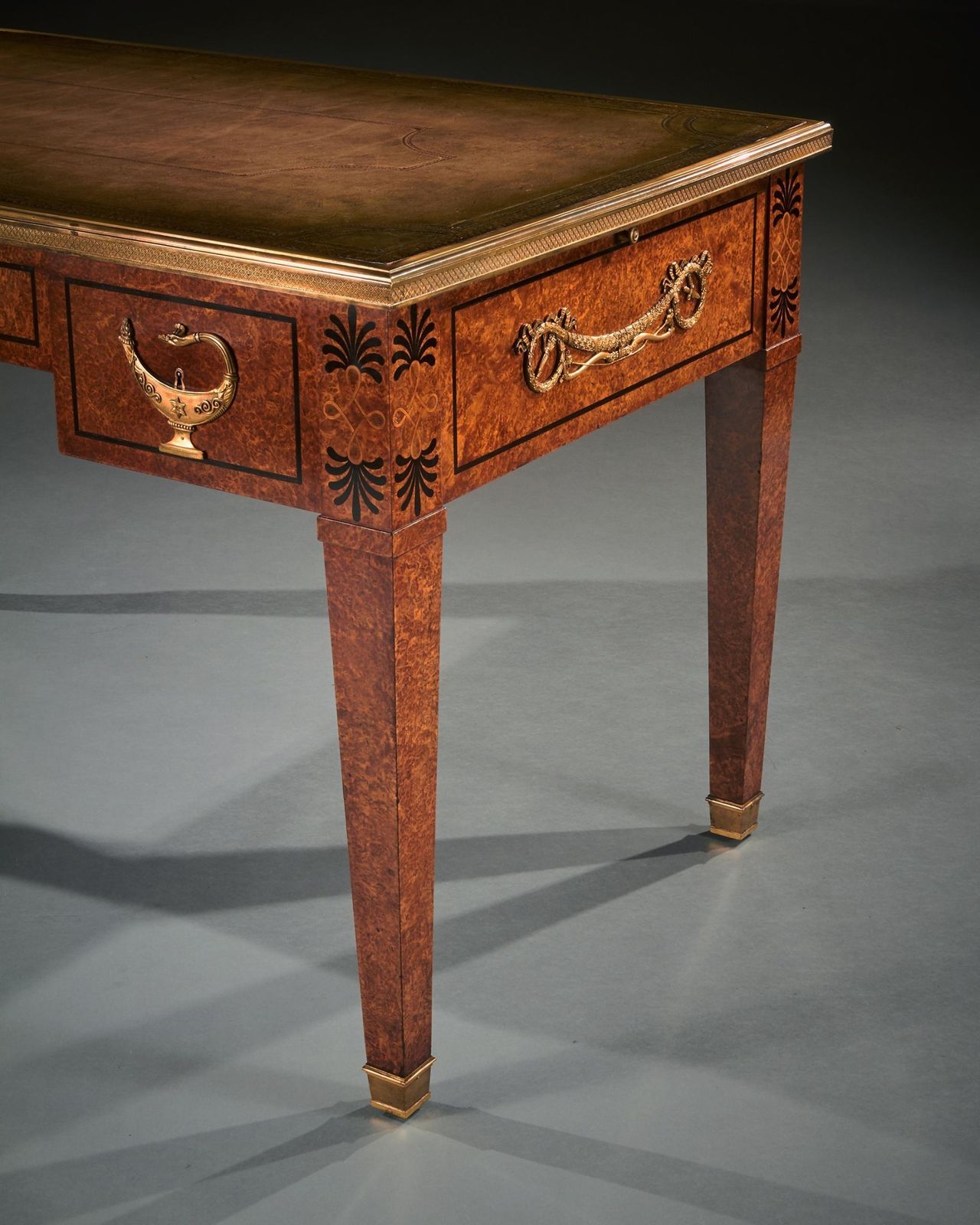 Fine 19th Century French Neoclassical Style Amboyna And Gilt Bronze Mounted Writing Table photo vinterior