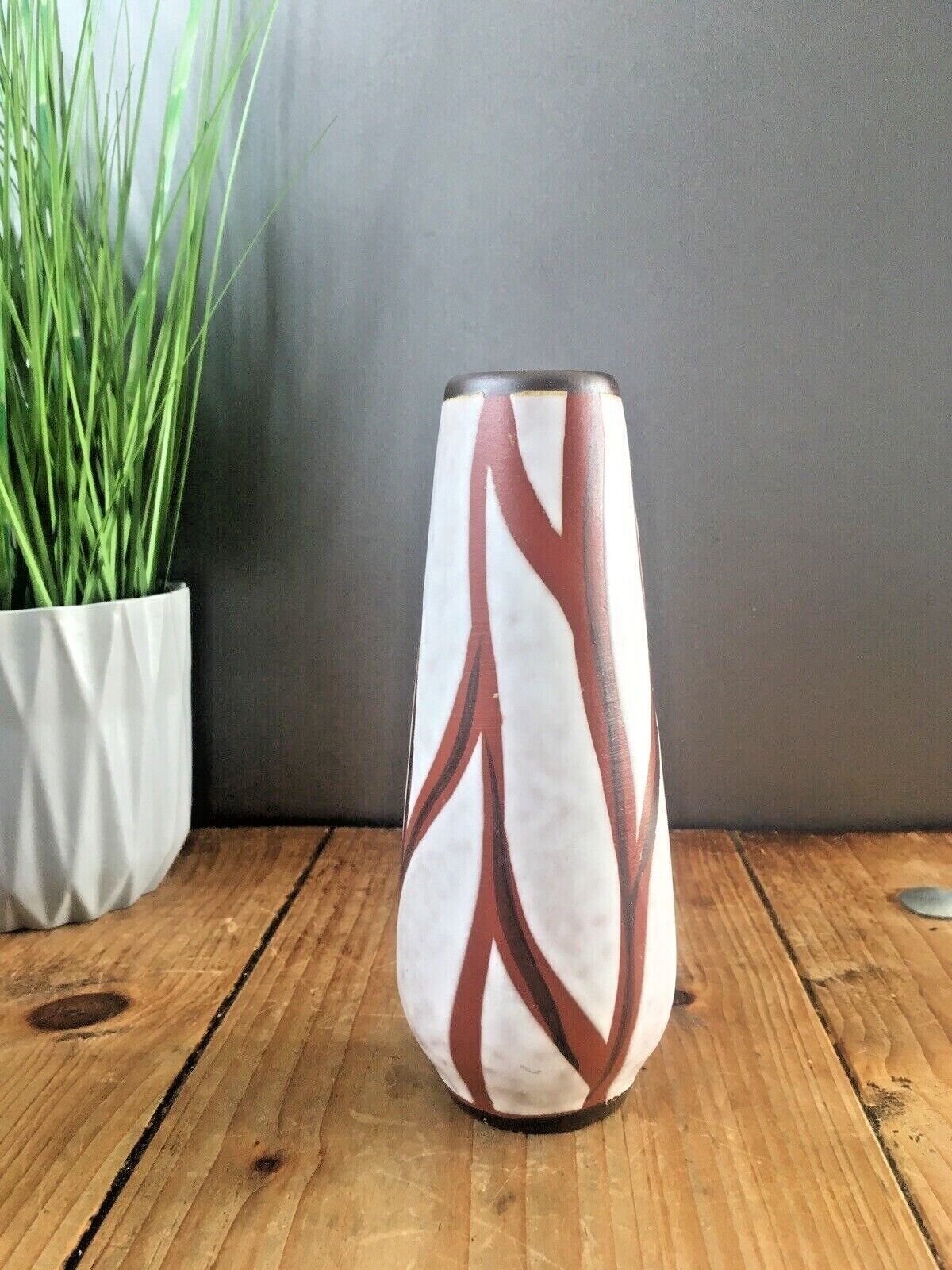 Mid Century 60's West German Pottery Vase 4035/17 Abstract Vintage Retro 70's photo Home Decor