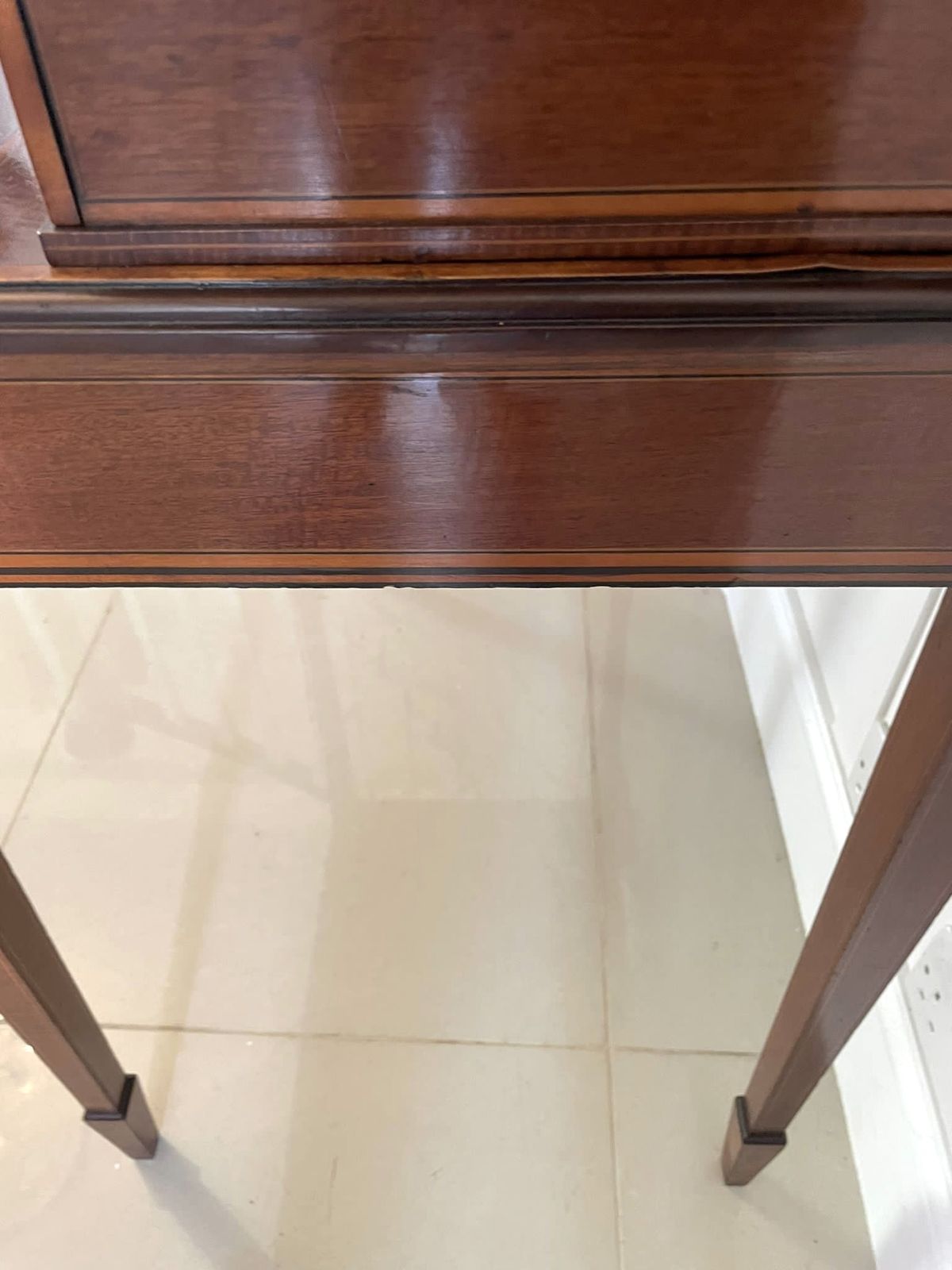 Outstanding Quality Antique Inlaid Mahogany Freestanding Desk photo for sale