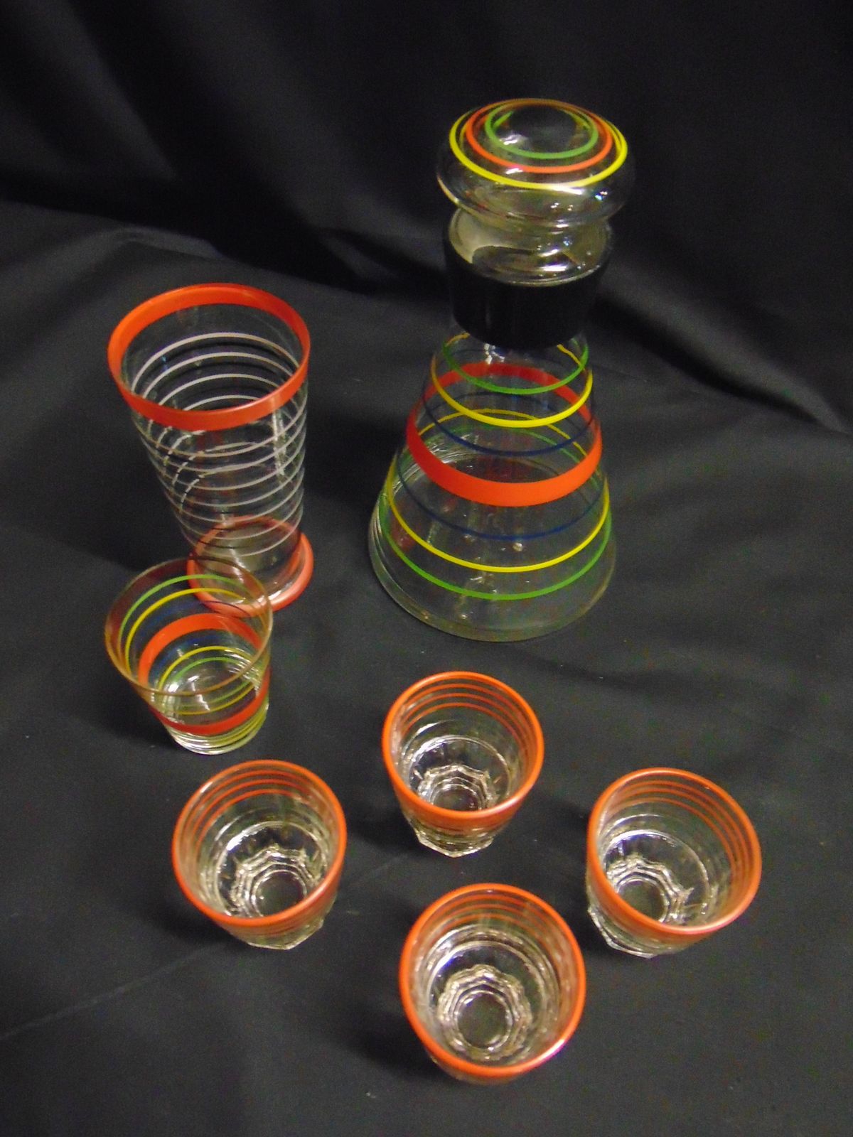 Retro Decanter And Assortment Of Glasses Mid Century Continental photo furniture