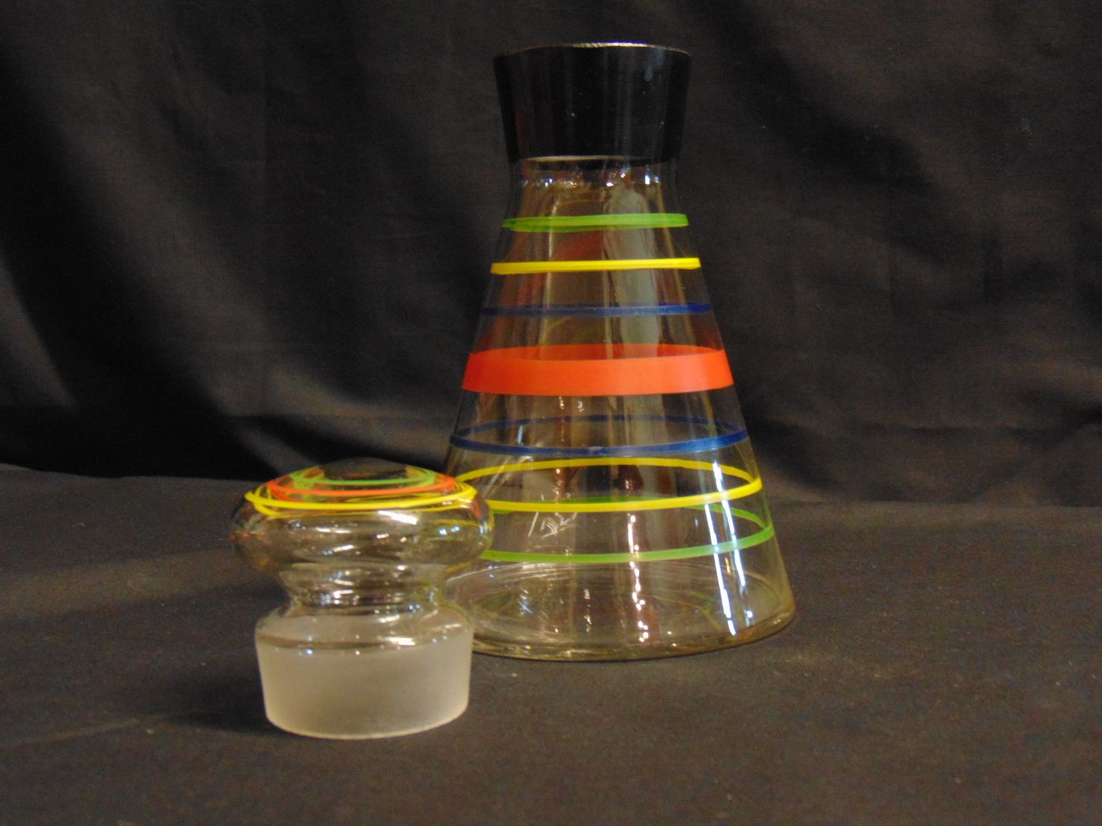 Retro Decanter And Assortment Of Glasses Mid Century Continental photo vintage