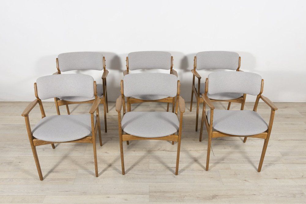 Oak Model 49 Dining Chairs By Erik Buch For Odense Maskinnedkeri O.D. Furniture 1960s Set Of 6 photo Furniture