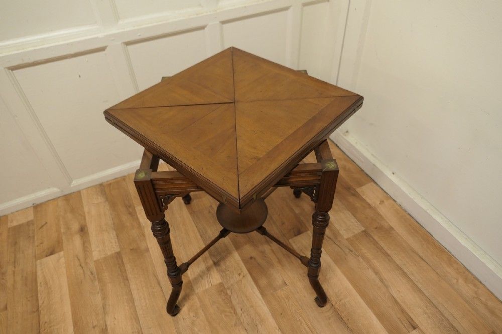 Victorian Envelope Card Table With Gaming Wells photo for sale