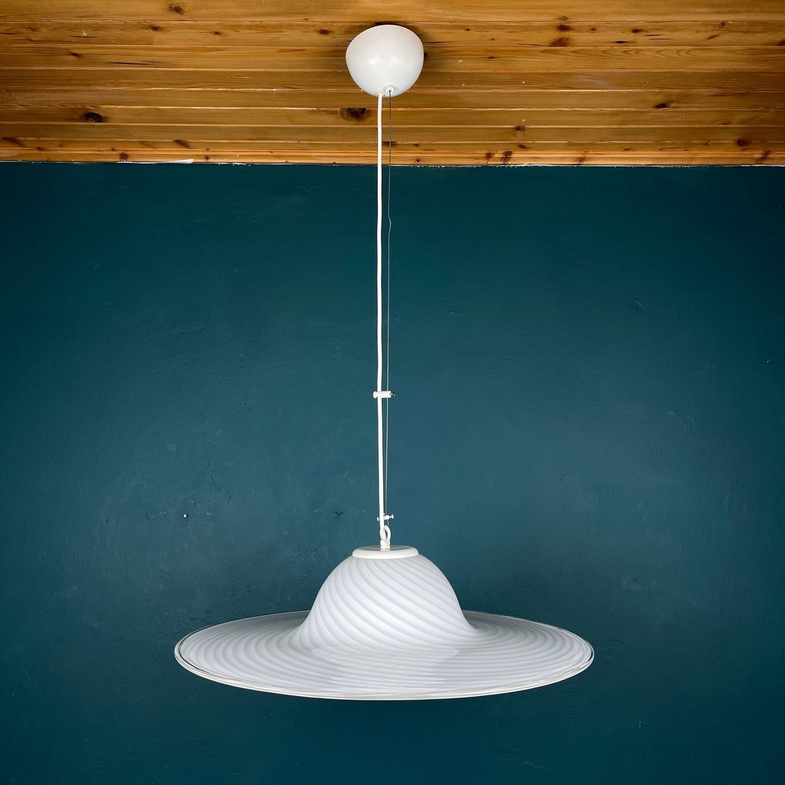 Classic Swirl Murano Glass Pendant Lamp Vetri Murano Italy 1970s photo Lighting