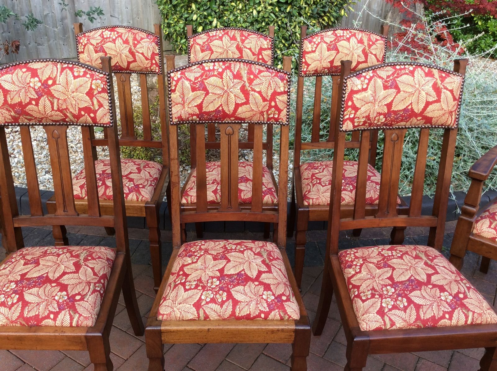 Set Of 8 Arts & Crafts Walnut Dining Room Chairs C1910 photo Furniture