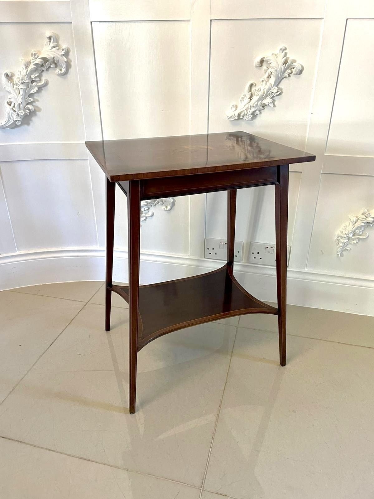 photo for sale Fine Quality Antique Mahogany Inlaid Lamp Table