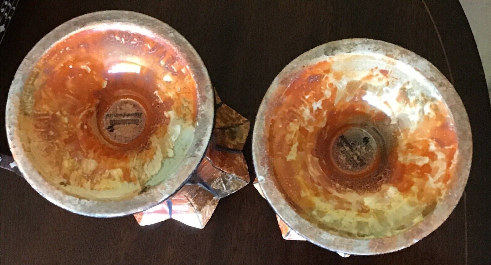 Home Decor A Pair Of 10” Tall Antique Hand Painted Czeckoslackian Vases photo