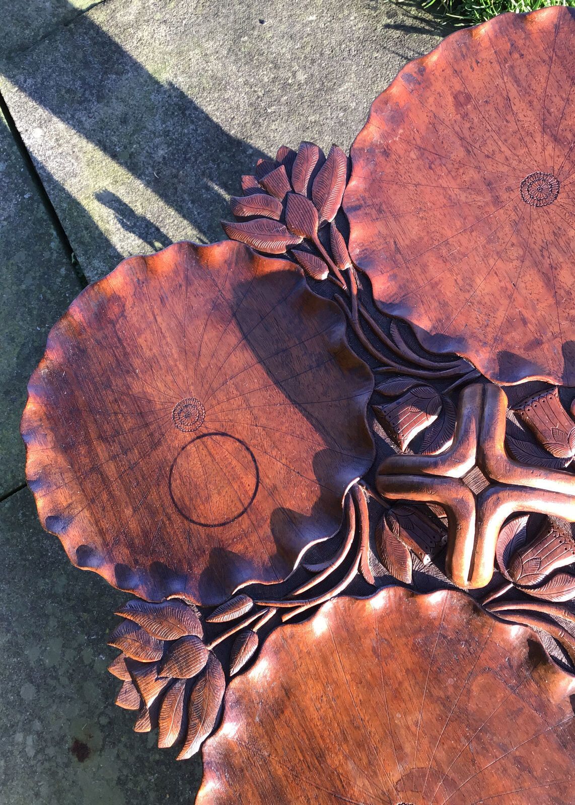 photo furniture 19th C. Carved Teak Chinese Tea Table In Art Nouveau Style