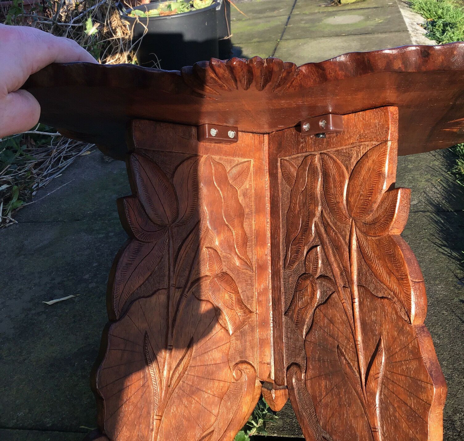 photo for sale 19th C. Carved Teak Chinese Tea Table In Art Nouveau Style