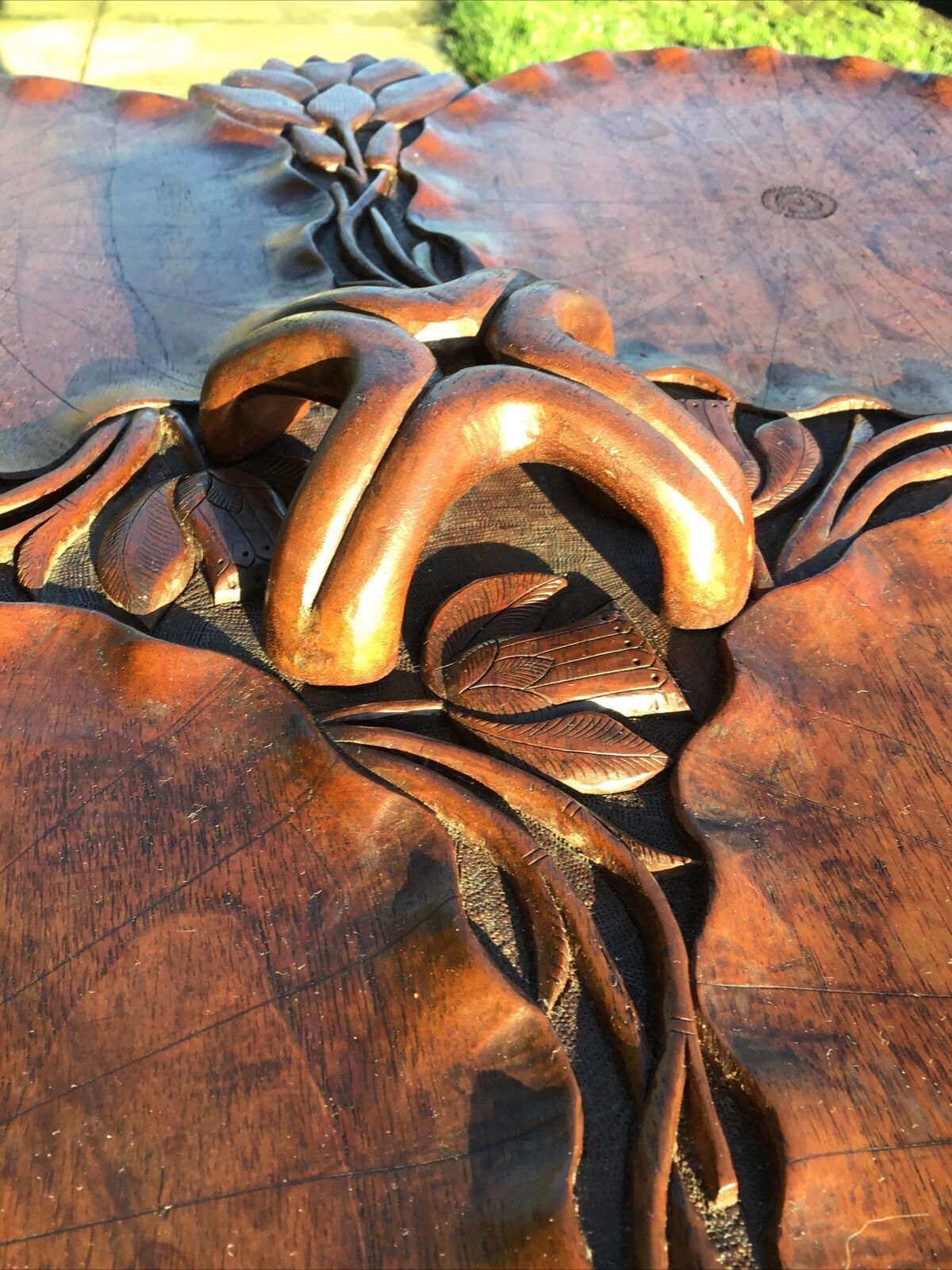 180.0 19th C. Carved Teak Chinese Tea Table In Art Nouveau Style photo