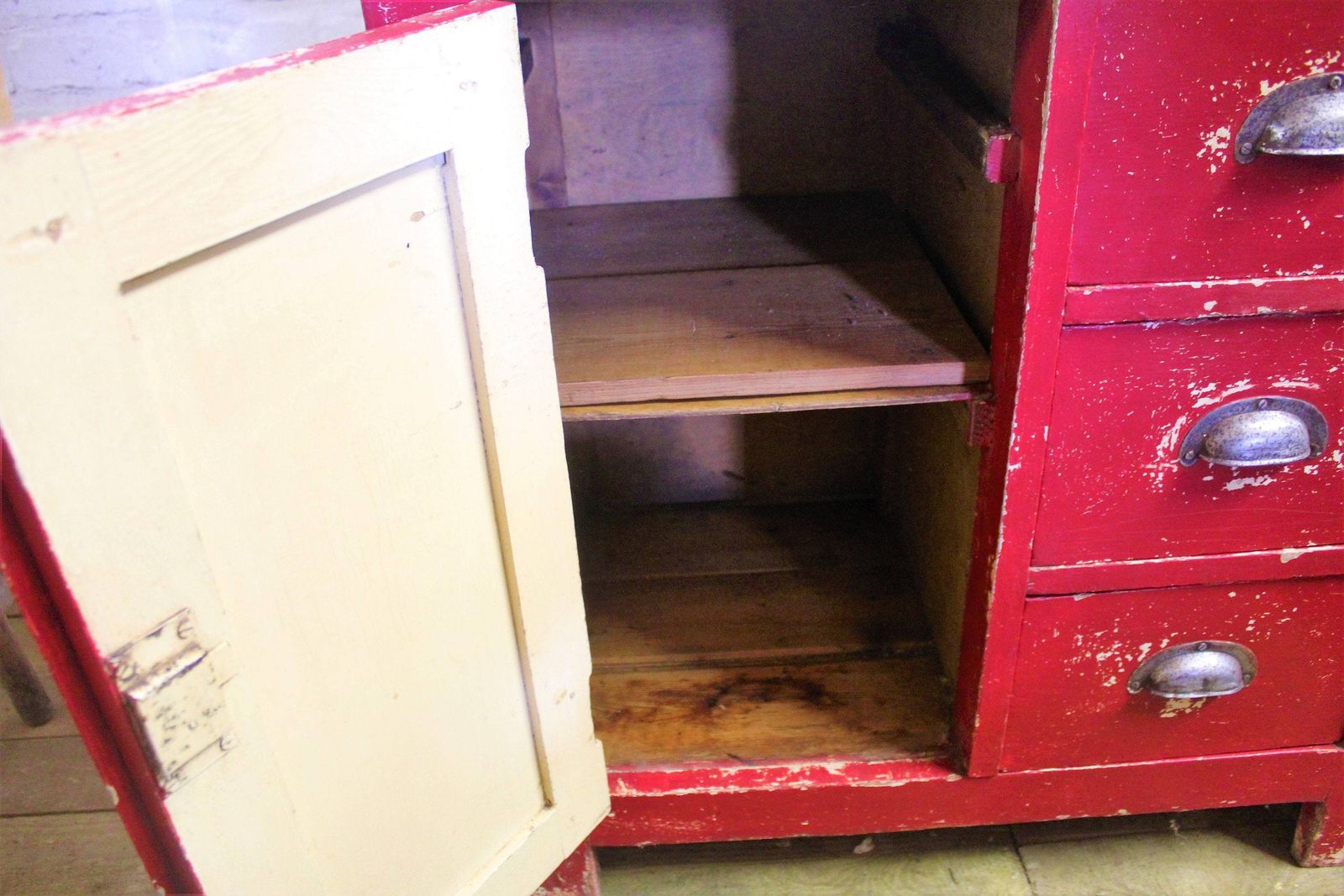 Country Antique Cupboard Wooden Cabinet Drawer Farmhouse Industrial Vintage Haberdashery Storage Drawer Kitchen photo vinterior