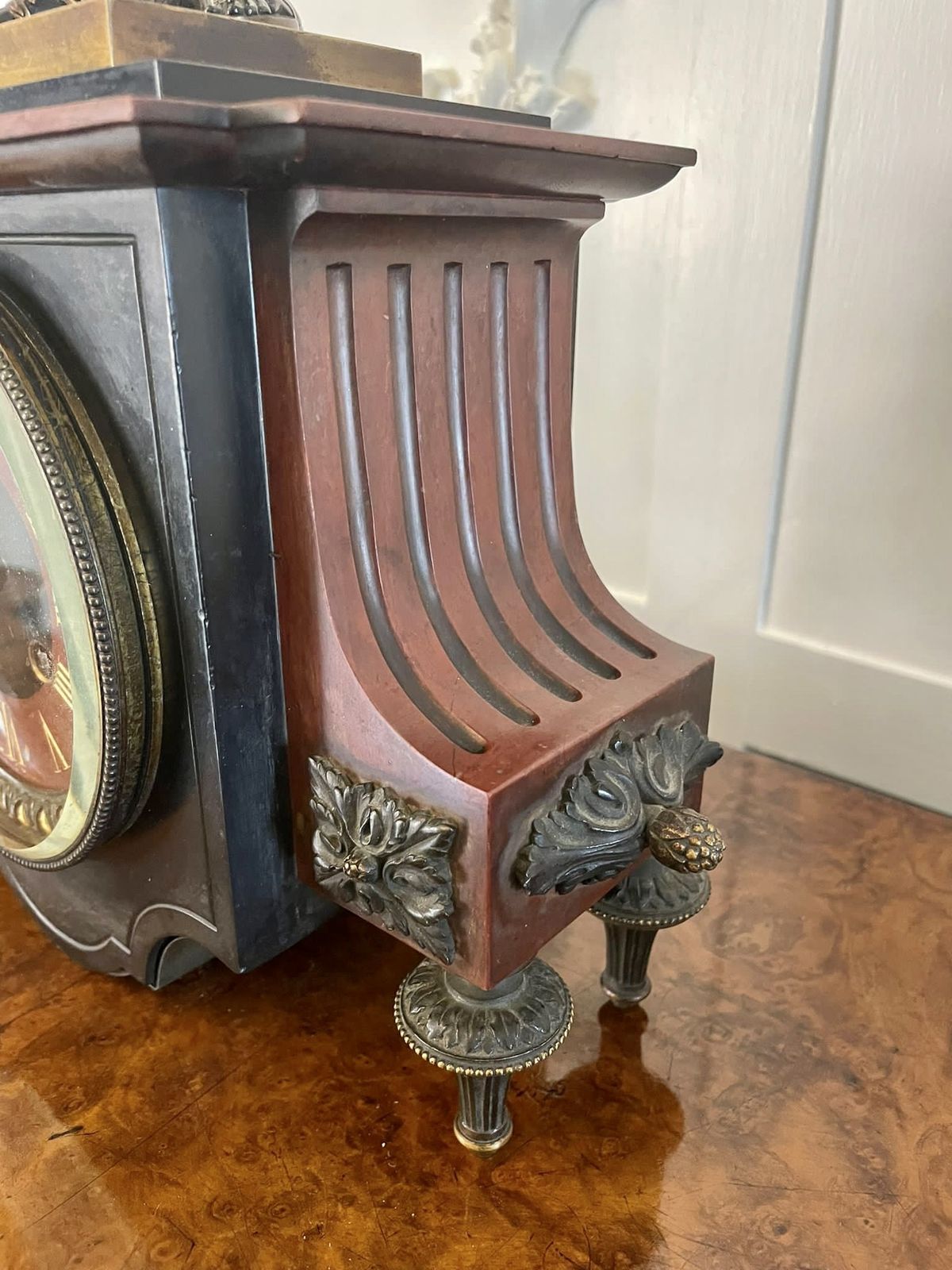 Home Decor Outstanding Quality Antique Bronze And Marble Clock Set photo
