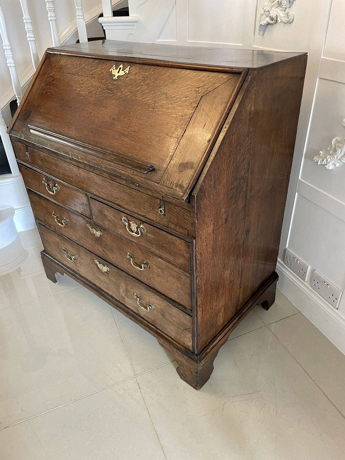 17th Century Antique Quality Oak Bureau With Outstanding Interior photo 3250.0