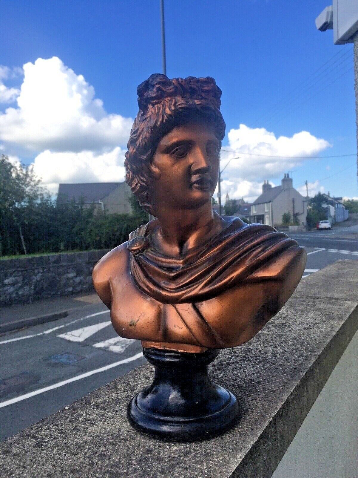 Art Antique Art Deco 30's Chalkware Plaster Bust Of Apollo Belvedere Greek Roman God photo