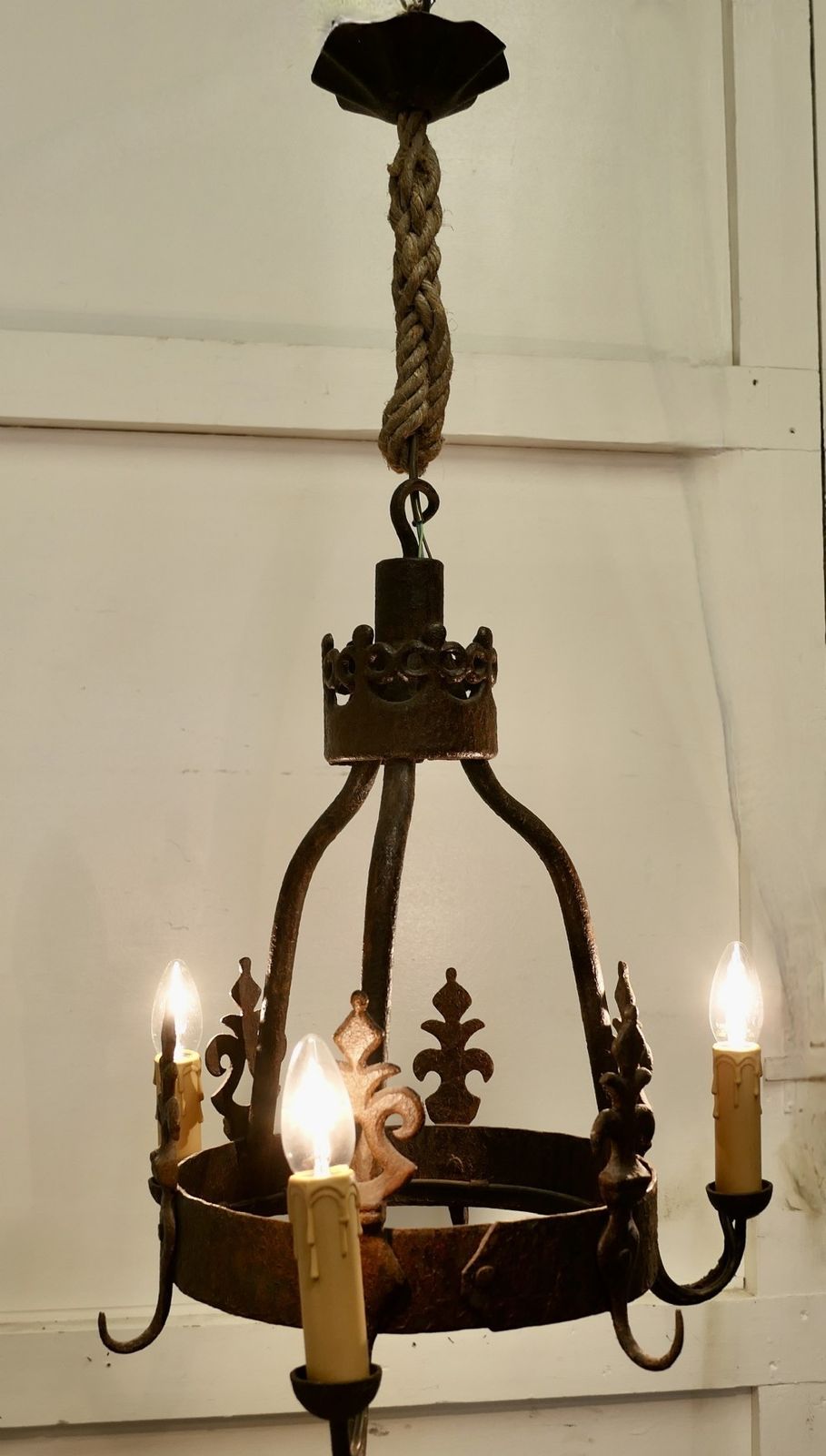 Heavy French Blacksmith Made Iron Game Hanger, Made As A Light Fitting photo buy