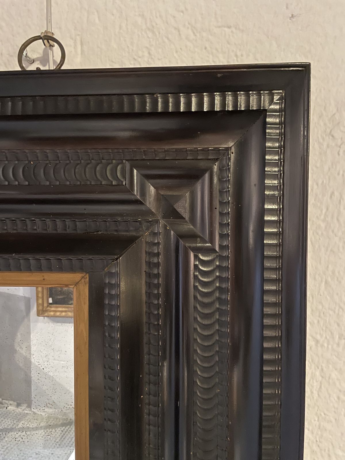 Exceptional Dutch Mirror In Veneered And Ebonized Wood. 17th Century photo Home Decor