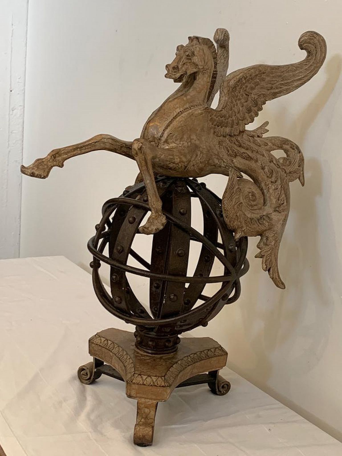 Sculpture Of Pegasus On Astrolabe By Lam Lee Group Dallas 1990 photo vintage