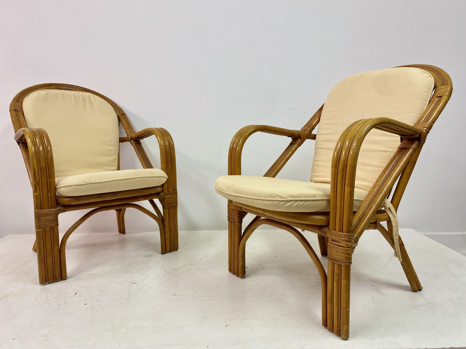 Pair Of 1970s Italian Bamboo Armchairs photo vintage