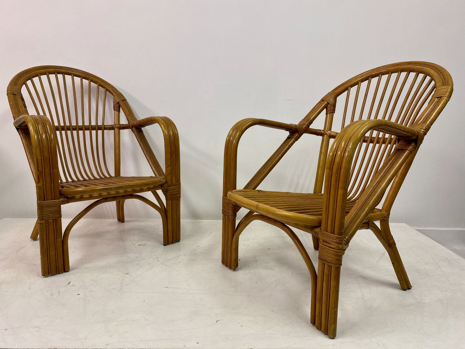 photo furniture Pair Of 1970s Italian Bamboo Armchairs